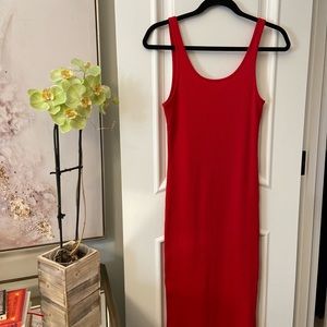 Aritzia Red Ribbed Tank Dress